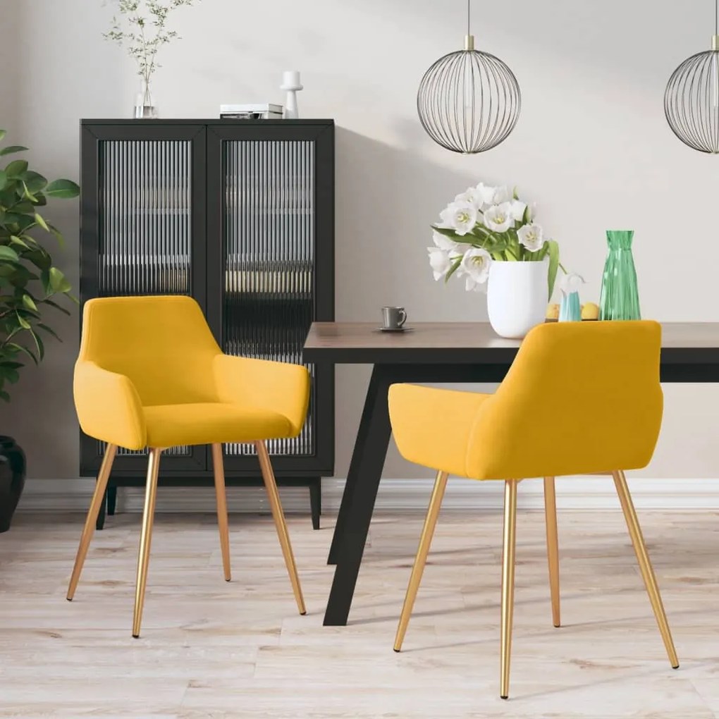 vidaXL Cadeiras de jantar 2 pcs veludo amarelo