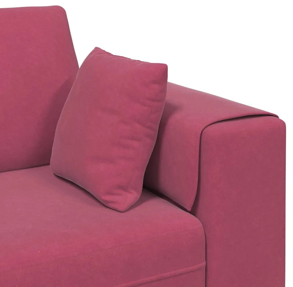 Sofá de Veludo com almofada 3 pcs Vinho Vermelho 208 cm Veludo