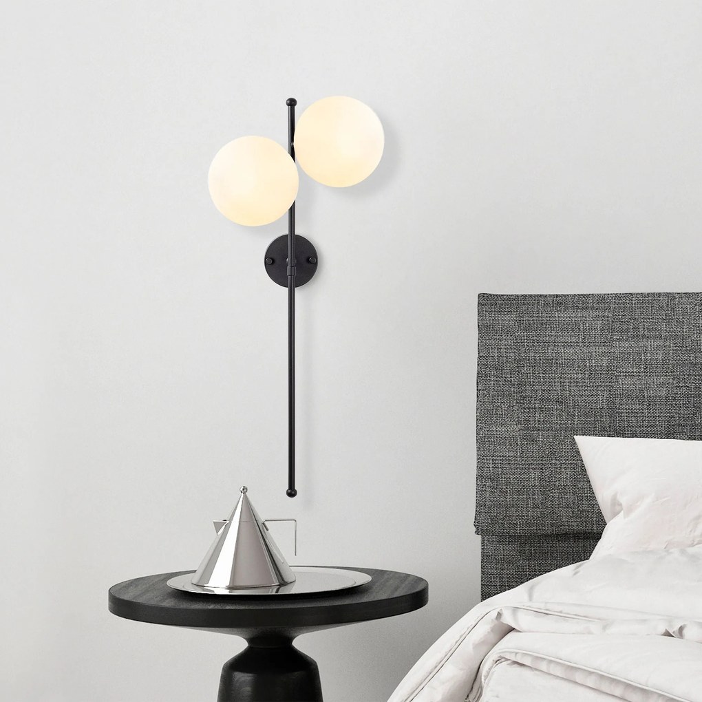 Candeeiro de Parede Fazli – Preto e Creme – 32 x 27 x 72 cm