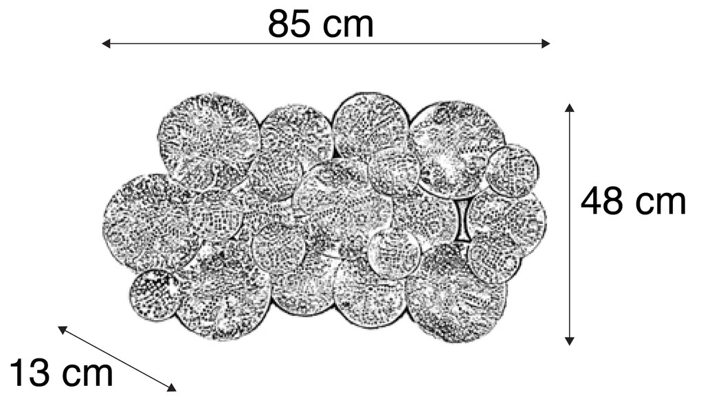 Candeeiro de parede decorativo oriental dourado com branco 2-luzes - Hikina