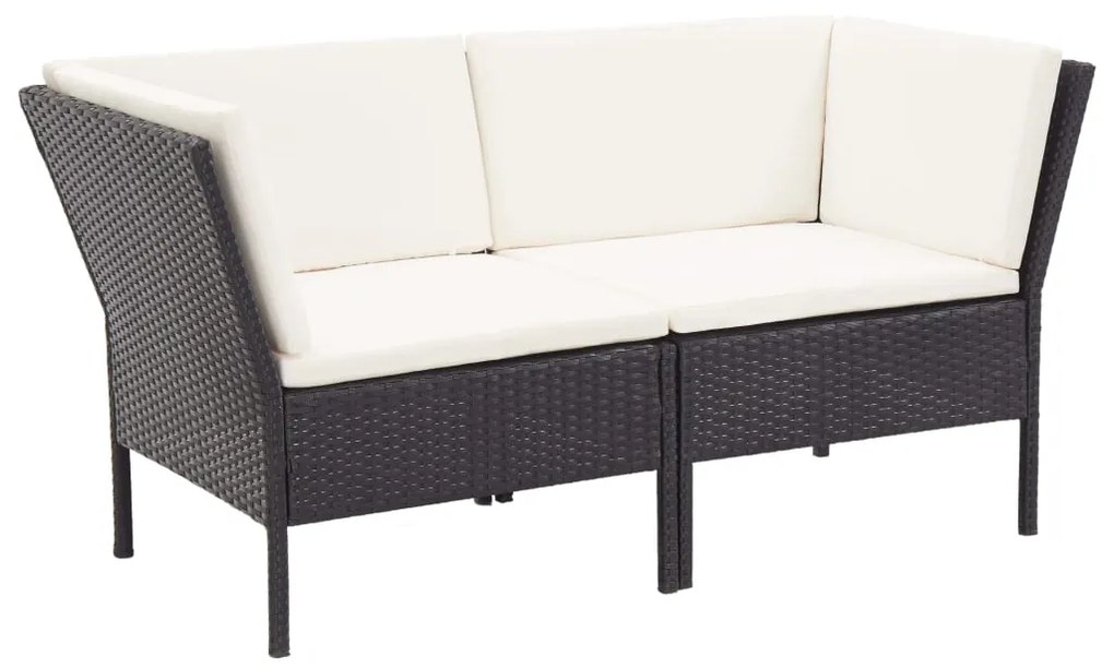 8 pcs conjunto lounge de jardim c/ almofadões vime PE preto