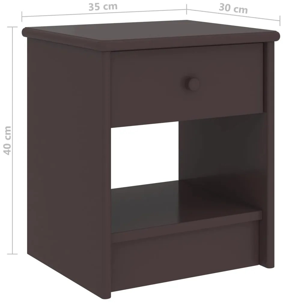 Mesa de cabeceira 35x30x40 cm pinho maciço castanho-escuro