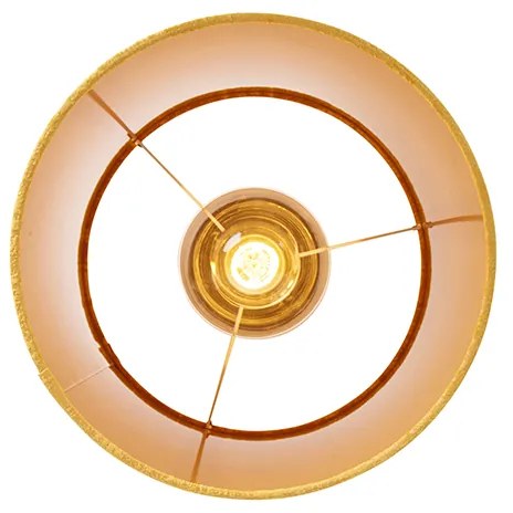 Candeeiro de teto veludo preto mate com aba dourado 25 cm - Combi Moderno