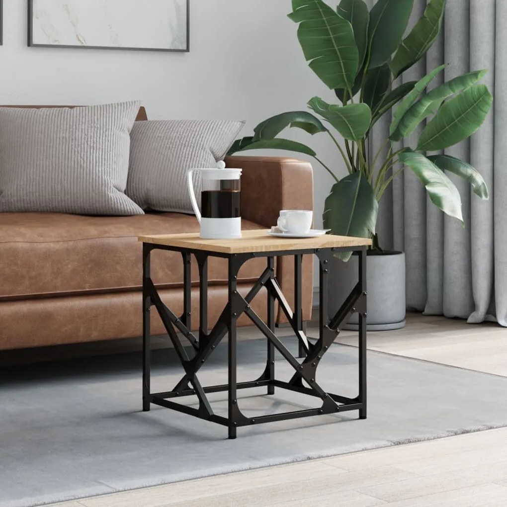 vidaXL Mesa de centro 45x45x47,5 cm derivados madeira carvalho sonoma