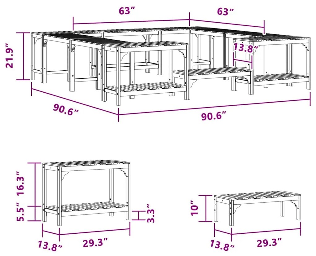 Entorno para Banheira de Hidromassagem Castanho 230 x 230 cm