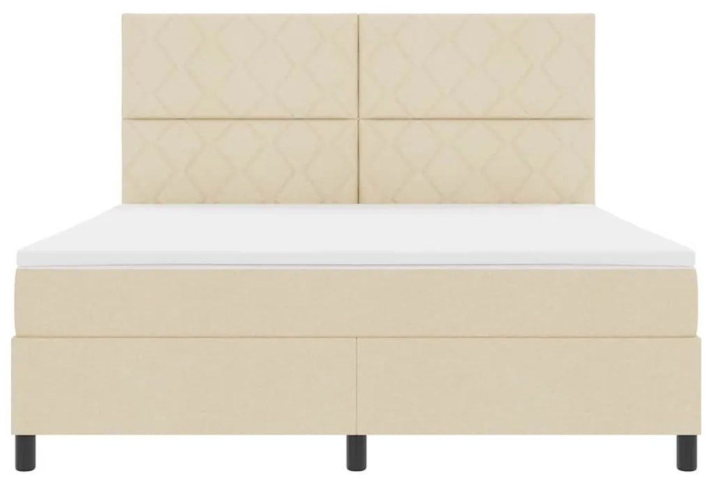 Cama com colchão e luz LED, creme - 180 x 200 cm. Feita de tecido.