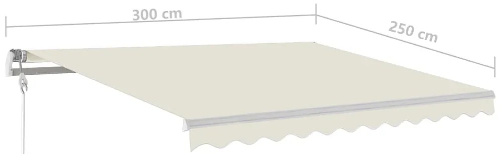 Toldo retrátil manual com LED 3x2,5 m cor creme