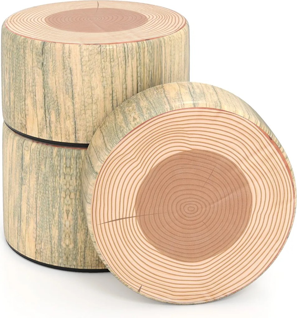 Conjunto de 3 bancos em forma de tronco de árvore para crianças, almofadas de chão com diferentes alturas, decoração natural para sala de aula ou crec