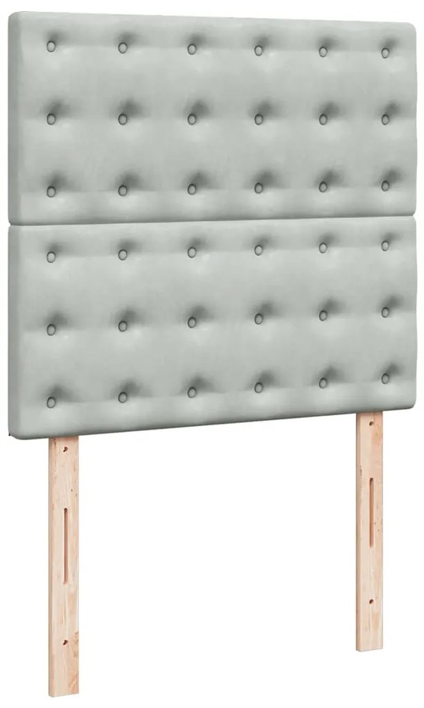 Cama com molas/colchão 90x200 cm veludo cinza-claro