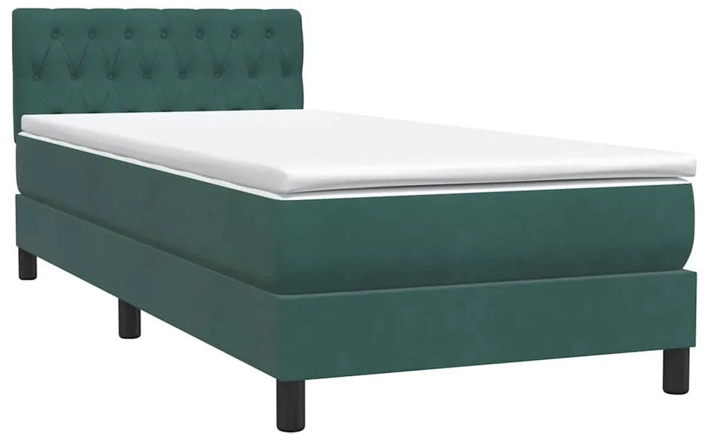 Cama com molas/colchão verde-escuro 80x220 cm veludo