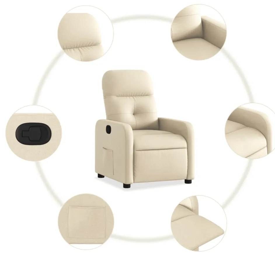 Poltrona reclinável tecido cor creme