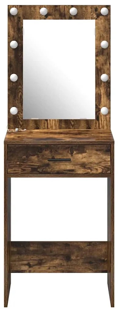 Mesa de Maquilhagem com Luzes LED Carvalho Fumado 50x41x135 cm