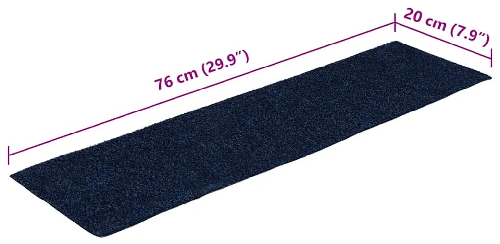 Tapetes de escada adesivos retangulares 15 pcs 76x20 cm azul