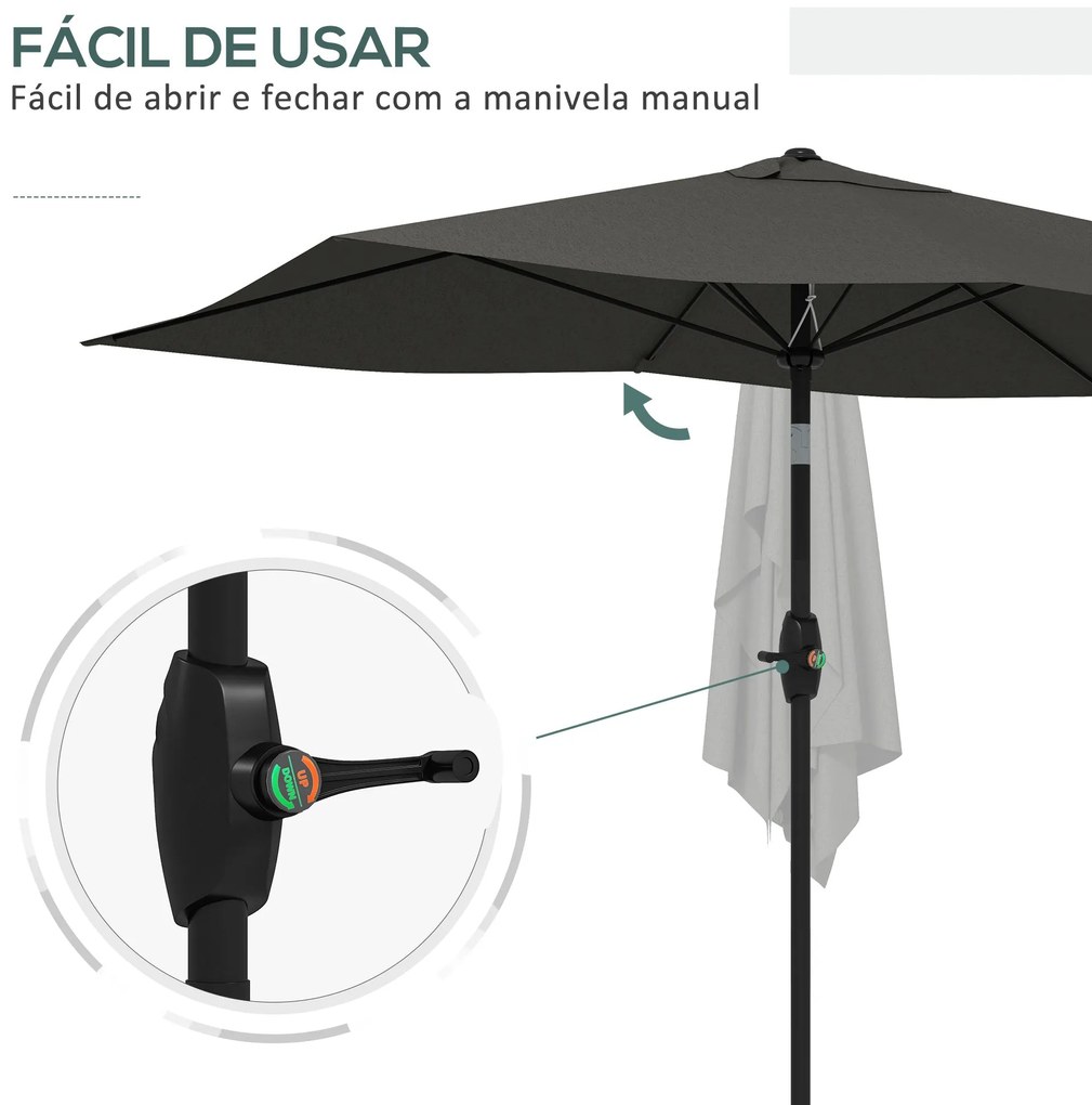 Chapéu de Sol de Jardim 300x200x248 cm Proteção UV50+ Chapéu de Sol de