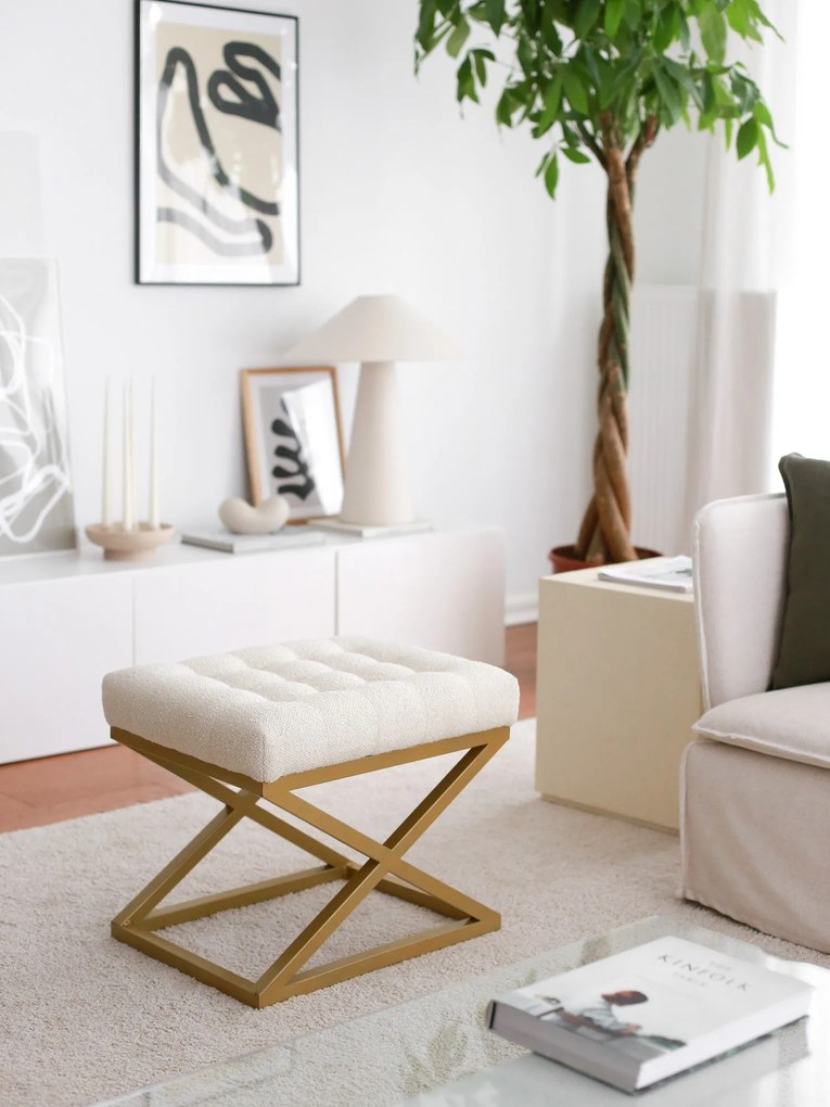 Pouffe Altin – Cream – 50 cm x 42 cm x 40 cm