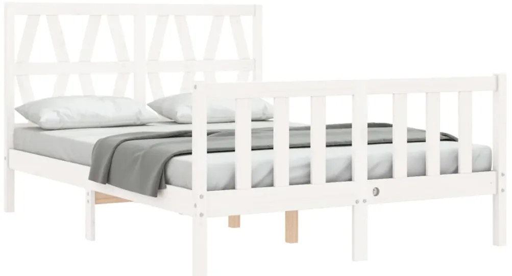 Cama sem colchão 120x200 cm madeira de pinho maciça branco