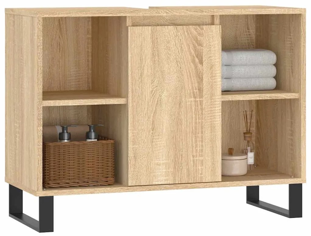 Armário p/ casa banho 80x33x60cm deriv. madeira carvalho sonoma