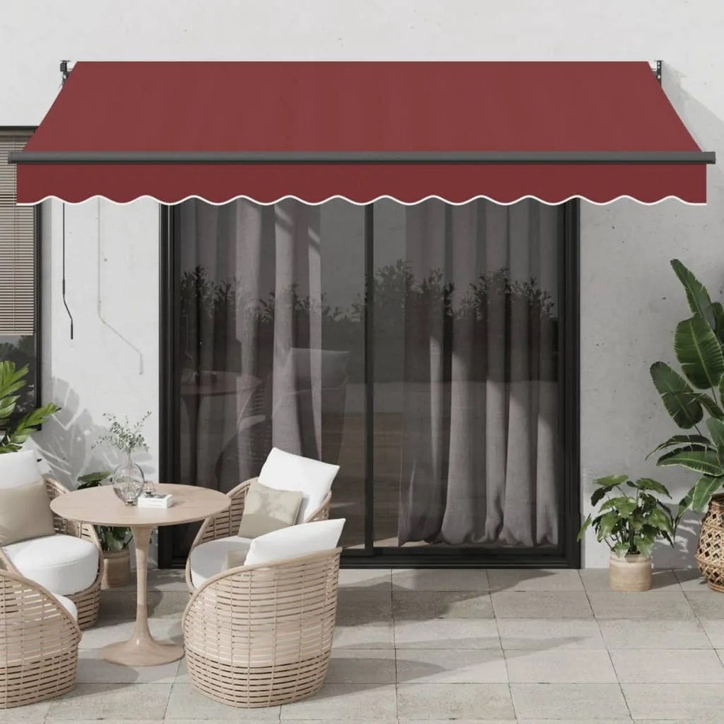 vidaXL Toldo retrátil manual 350x250 cm bordô