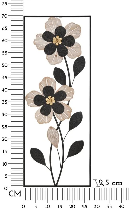 PAINEL DE PAREDE DE FERRO/MADEIRA DIVAKER 27X2,5X70 CM CASTANHO E PRETO