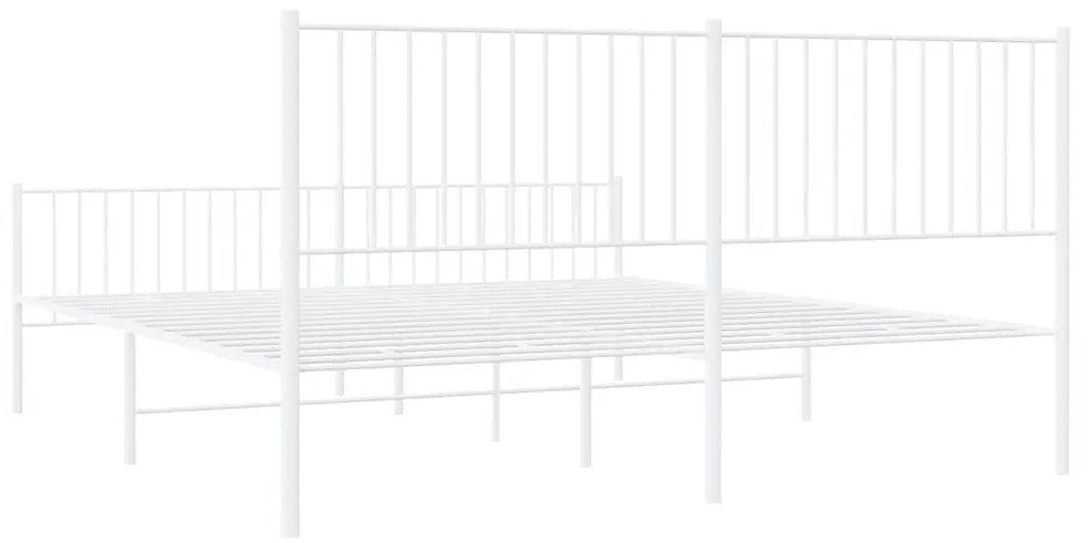 Estrutura de cama com cabeceira e pés 183x213 cm metal branco