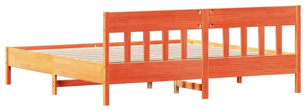 Cama sem colchão 200x200 cm pinho maciço castanho-mel