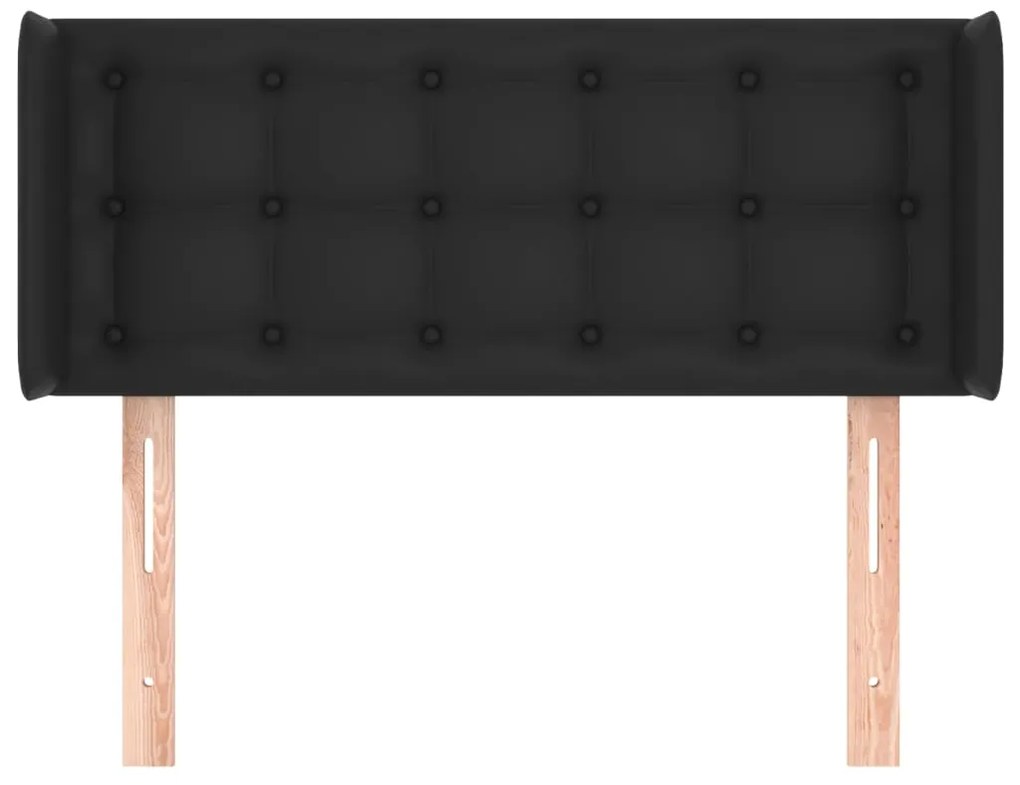Cabeceira de cama c/ abas couro artificial 93x16x78/88 cm preto