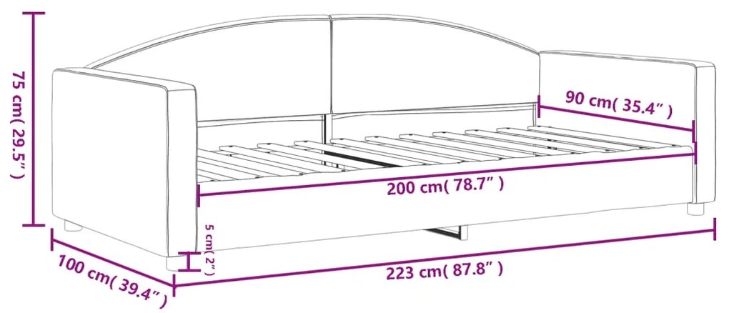 Sofá-cama 90x200 cm tecido cinzento-claro