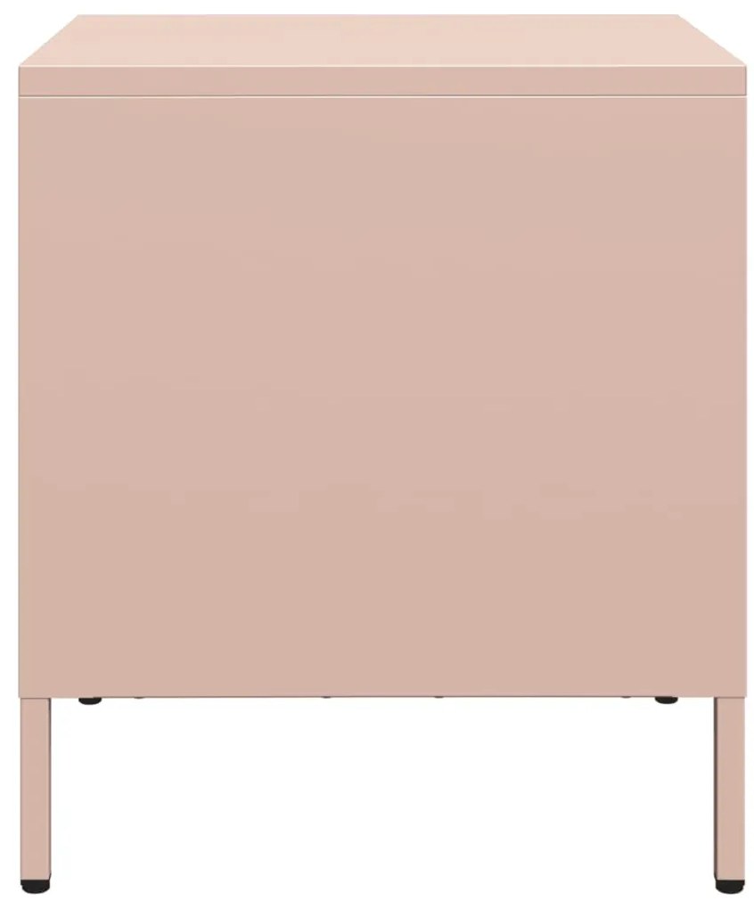 Mesas de cabeceira 2 pcs 35x39x43,5 cm aço rosa