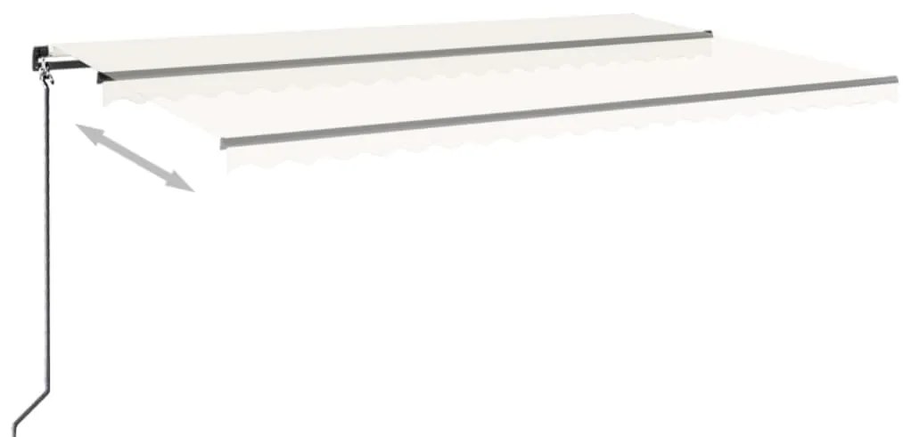 Toldo retrátil manual com LED 500x300 cm cor creme