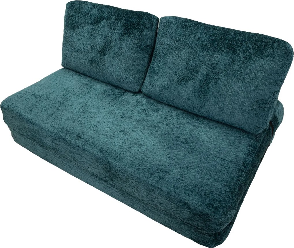 SOFÁ/CAMA FASTER TEAL 150X100X80 CM (COMPRIMIDO - TAMANHO DA CAMA 213X150X18 CM) AZUL