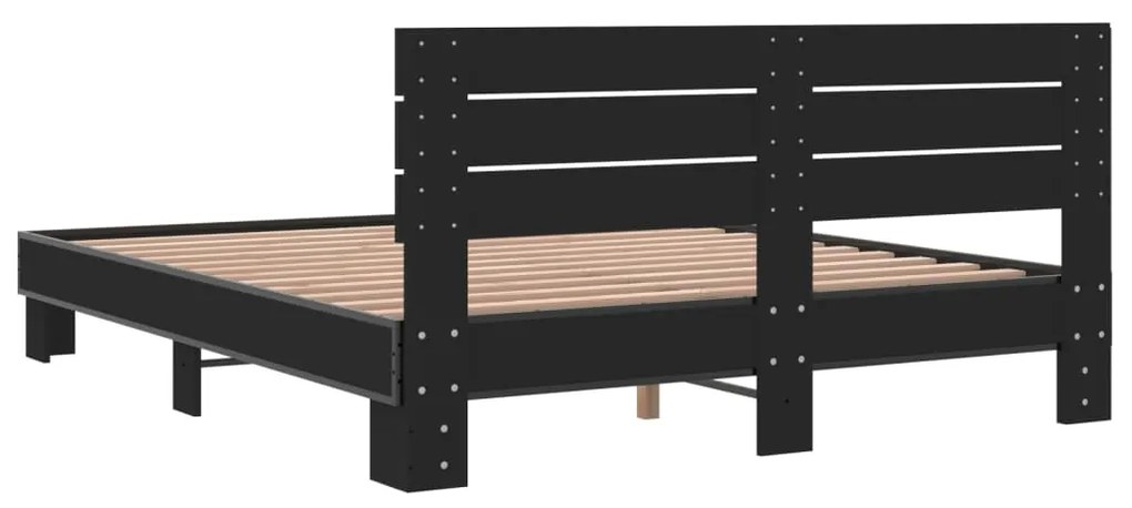Estrutura de cama 150x200 cm derivados de madeira/metal preto