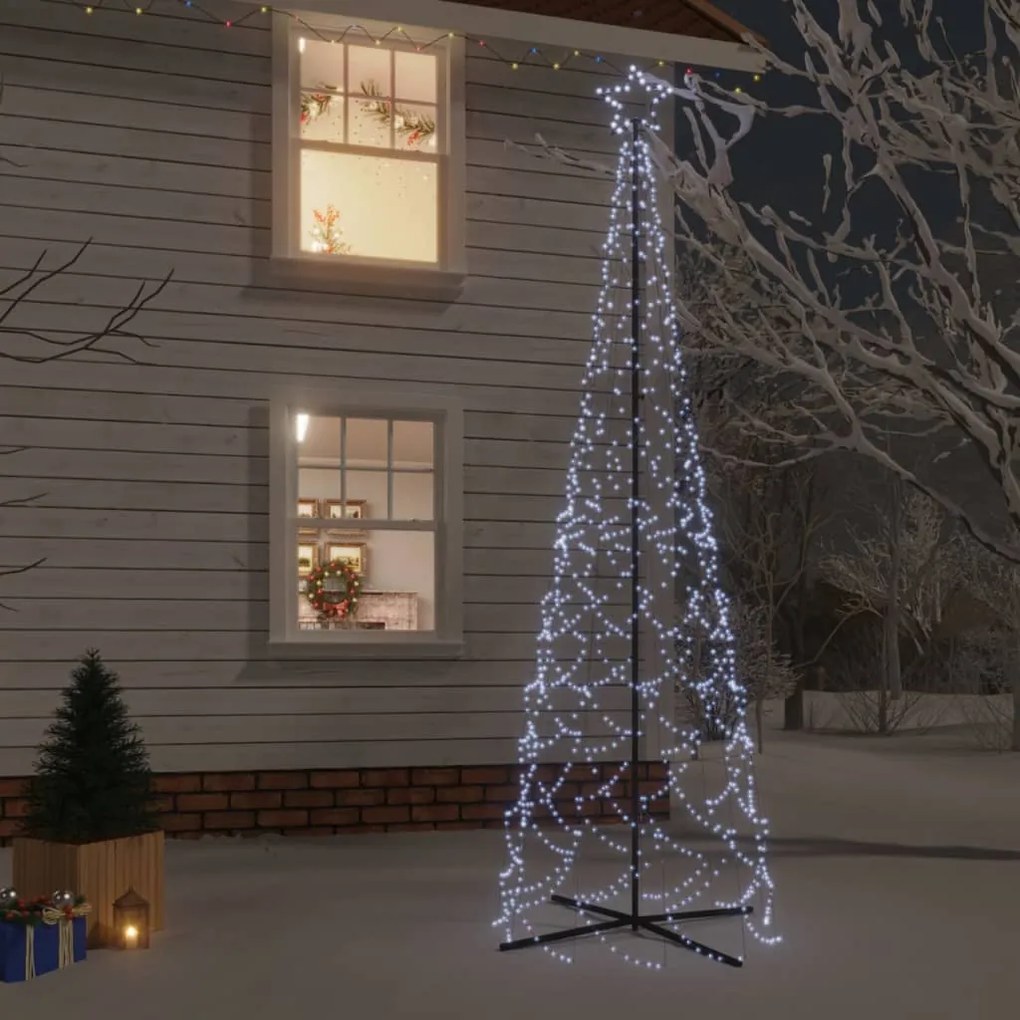 343506 vidaXL Árvore de Natal em cone 500 luzes LED 100x300 cm branco frio