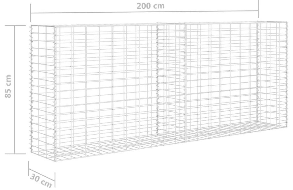 Parede/cesto gabião 85x30x200 cm aço galvanizado
