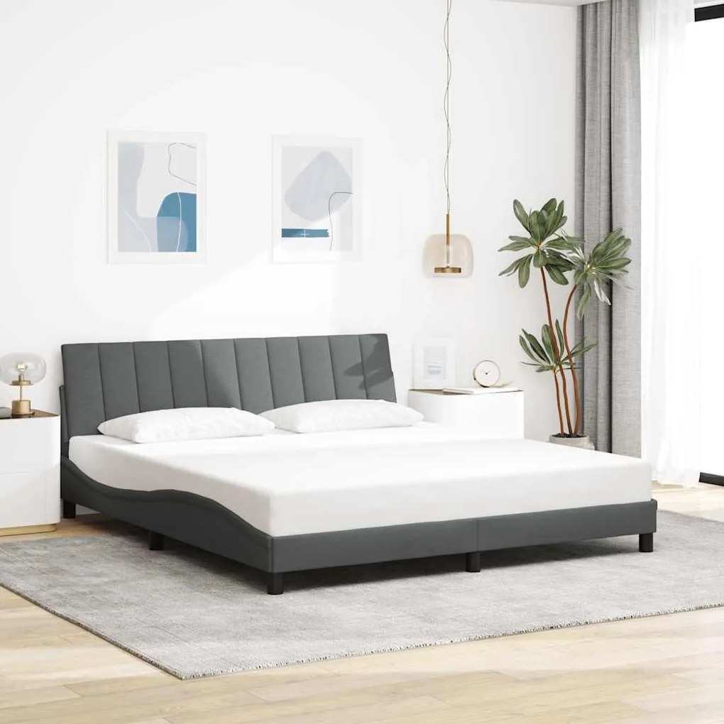 vidaXL Estrutura de cama sem colchão 180x200 cm tecido cinzento-escuro
