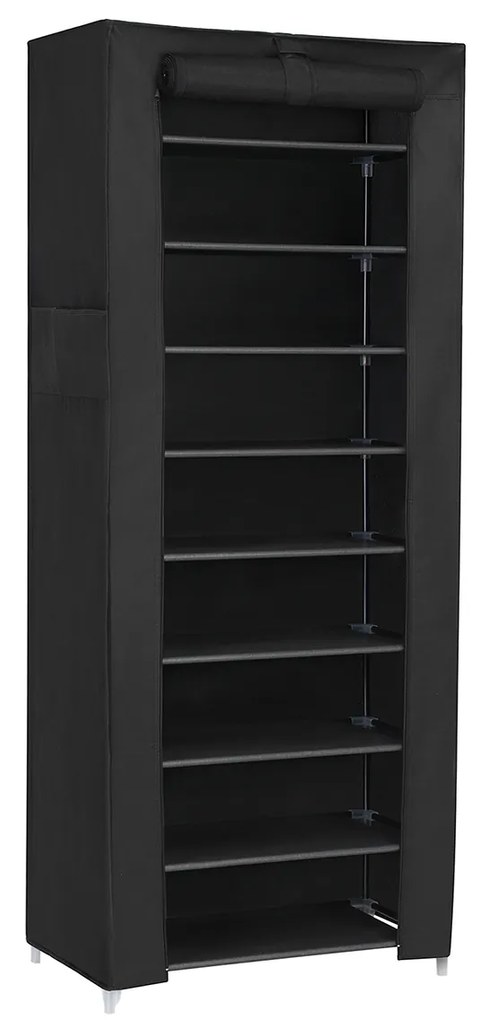 SONGMICS Cabideiro para Tecidos de 10 Níveis, Organizador de Sapatos, Grande Capacidade, Fácil Montagem, À Prova de Poeira, 58 x 28 x 160 cm, Preto RXJ10H