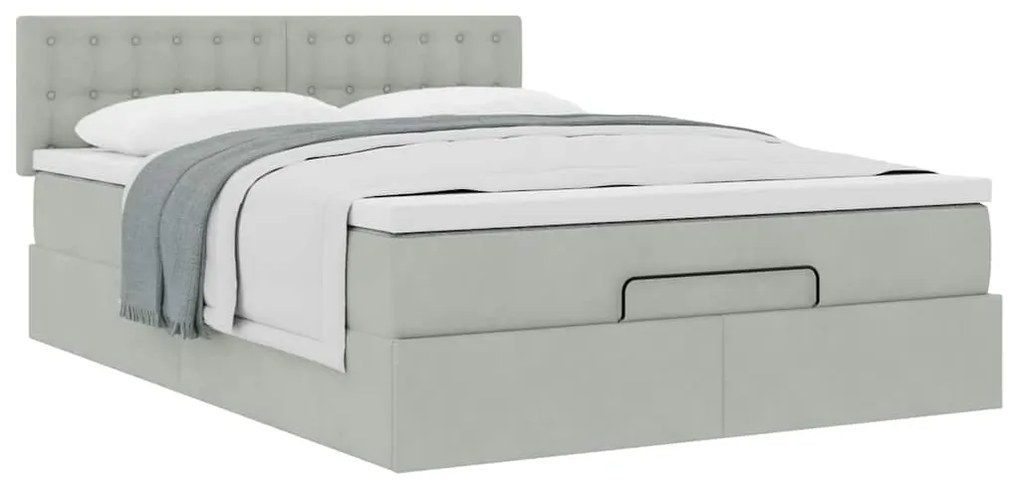Estrutura de cama otomana com colchão 140x200 cm cinzento claro