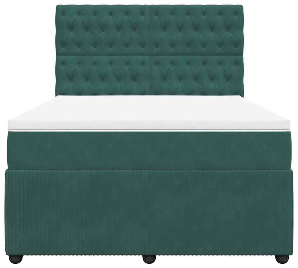 Cama com molas/colchão 160x200 cm veludo verde-escuro