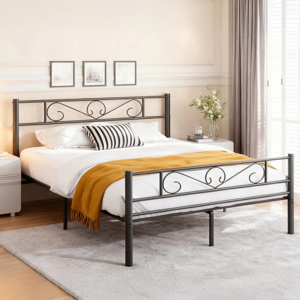 Cama metálica 160 x 200 cm (COLCHÃO NÃO INCLUIDO), estrutura de cama preta