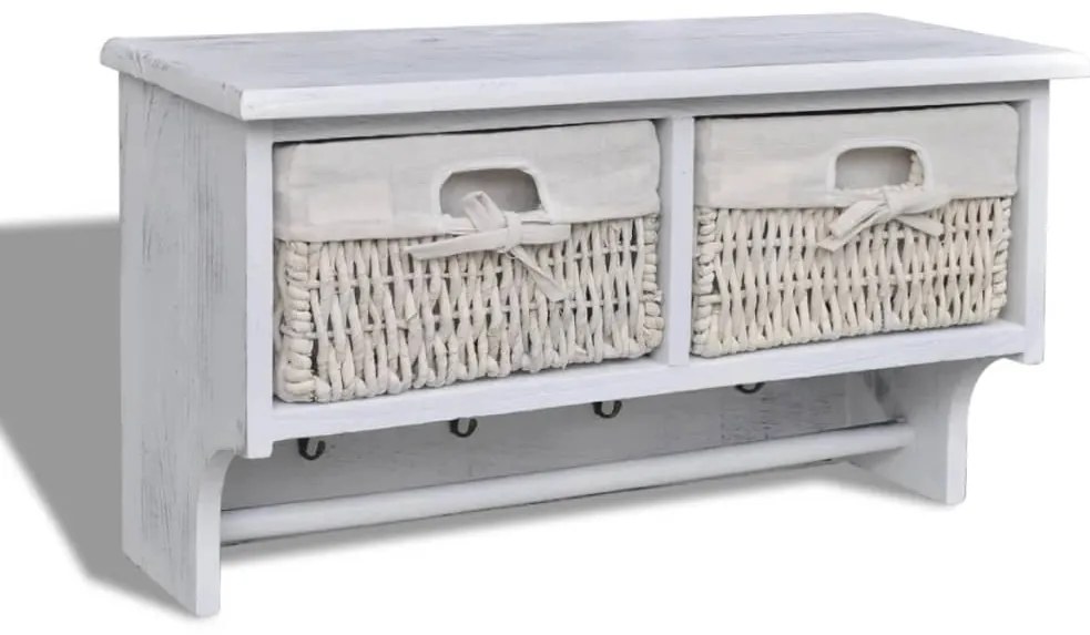 Prateleira de parede 60x23,5x33 cm madeira de paulownia branco