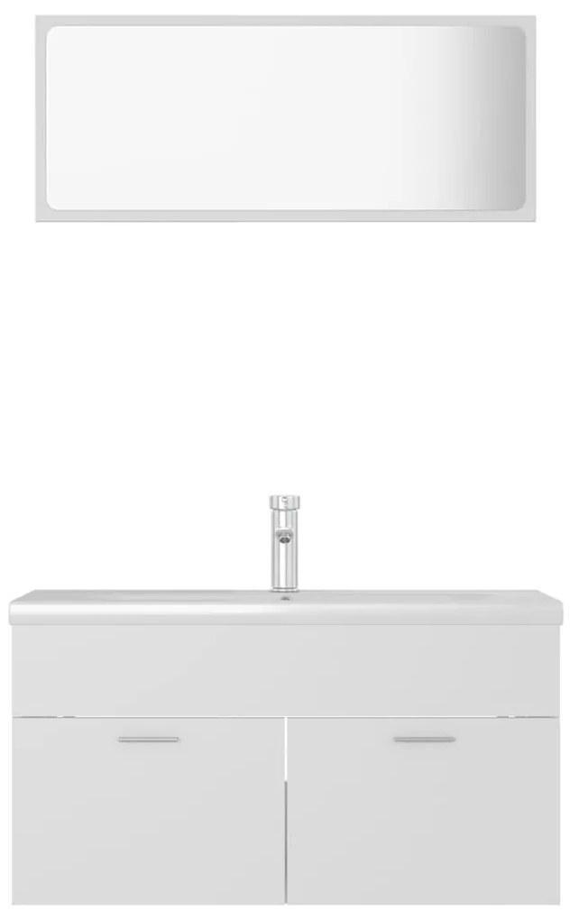 Conjunto de móveis de casa de banho derivados de madeira branco