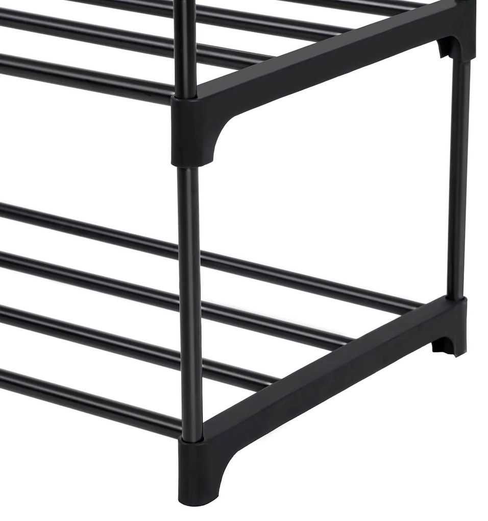 Estante metálica para sapatos com 4 prateleiras 92 x 30 x 73 cm preto