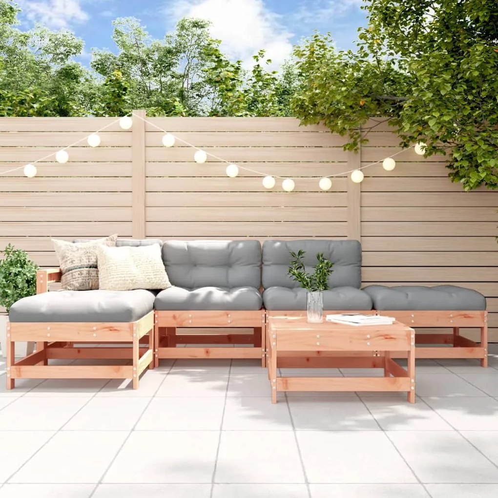 6 pcs conjunto lounge de jardim madeira de douglas maciça