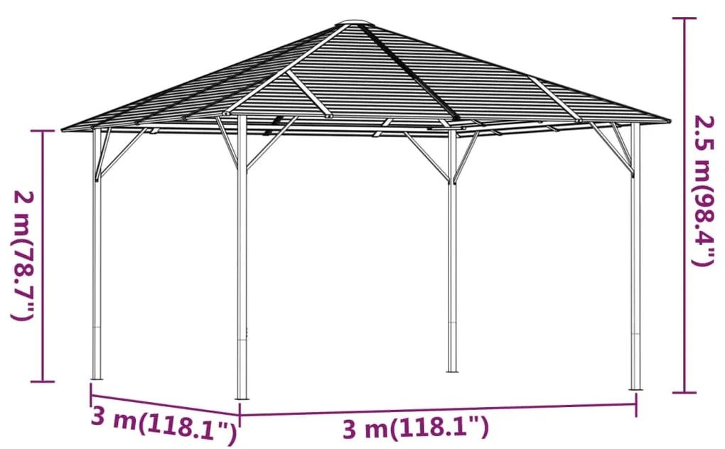 Gazebo com telhado 3x3 m antracite