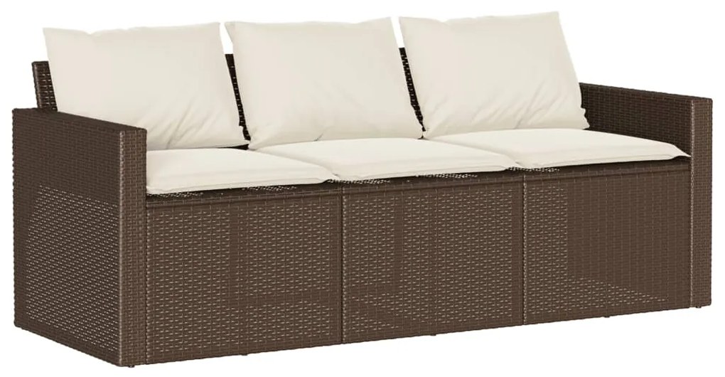 2 pcs conjunto jantar p/ jardim c/ almofadões vime PE castanho