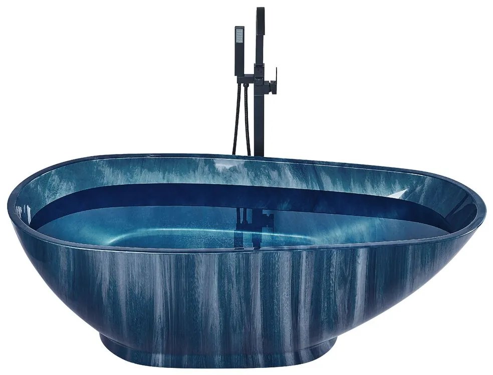 Banheira autónoma a simular mármore 170 x 80 cm azul marinho RIOJA Beliani