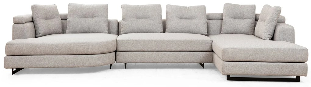 Sofá de Canto Padova Corner – Cinzento Claro – 140 cm x 385 cm x 200 c