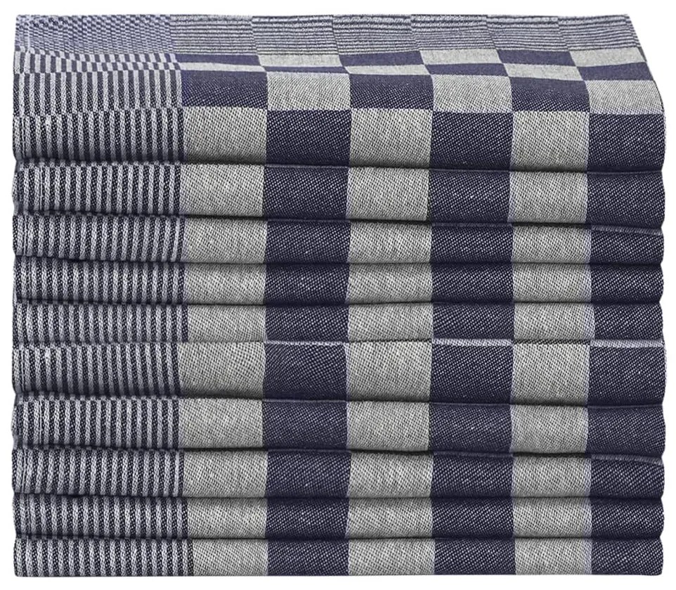 Panos de cozinha 10 pcs 50x70 cm algodão azul e branco