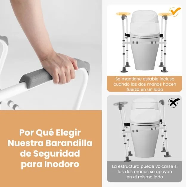 Apoio para braços Sanita para idosos e para pessoas com deficiência com altura e largura ajustáveis e correia fixa cinzento