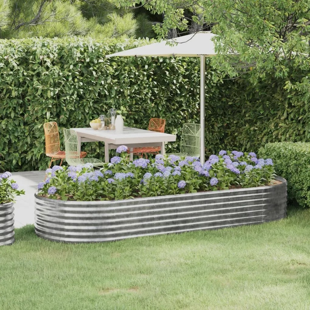 vidaXL Canteiro elevado jardim 249x100x36 aço galvanizado prateado