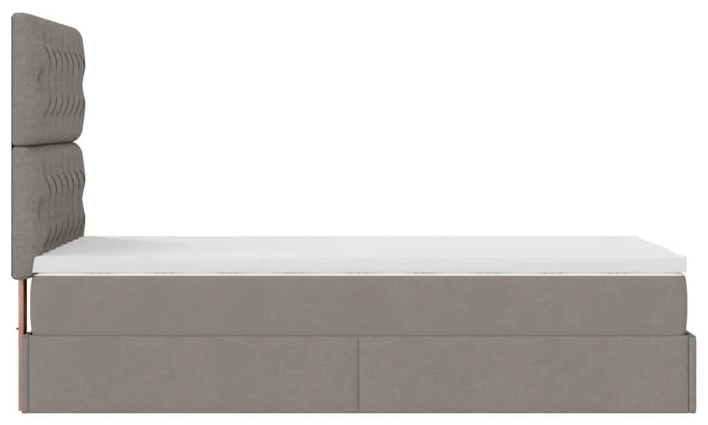 Cama otomana com colchão 100x200 cm tecido cinza